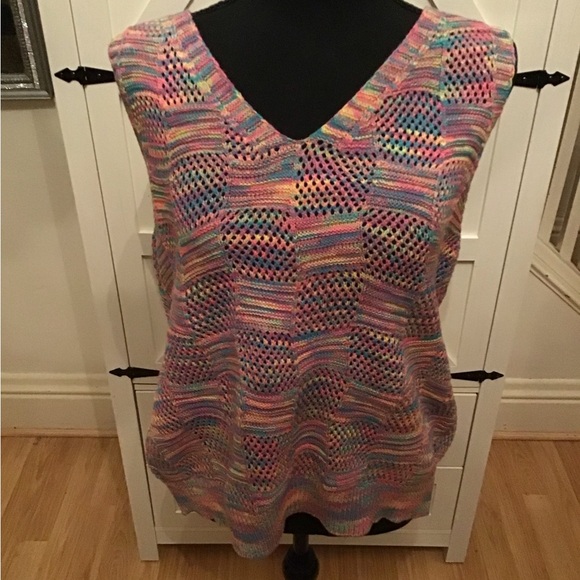 Tops - Colorful Knit Sleeveless Tank Top